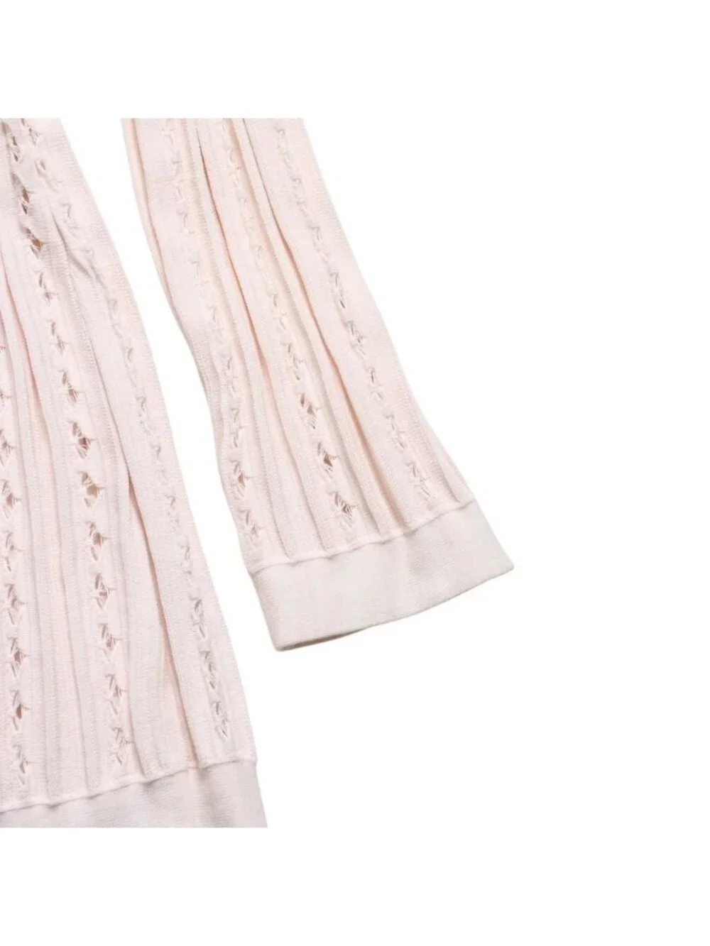Chanel Cardigan Pearl Button CC Logo Cotton Rayon Polyester Pink